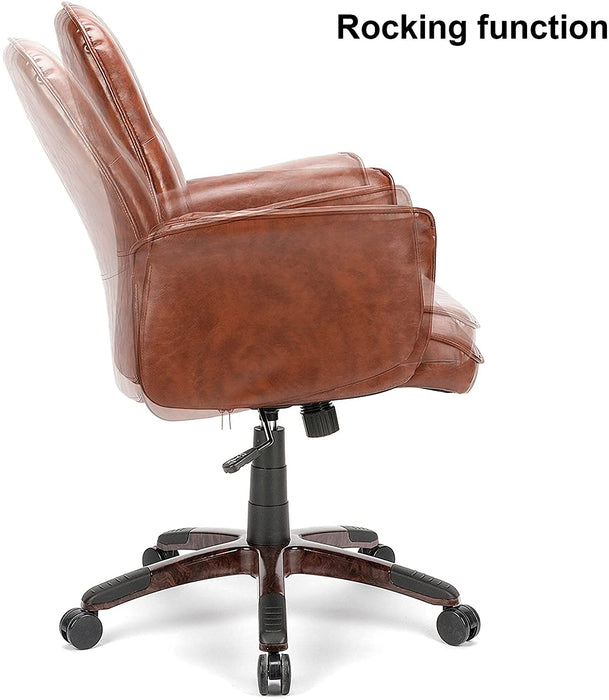 Ergonomischer Chefsessel, verstellbarer Leder-Bürostuhl, Computer-Schreibtisch, bequeme Rückenstütze und Armlehnen, Drehstuhl für Schlafzimmer, Zuhause