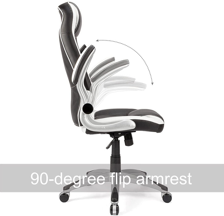 Ergonomisch, Leder, Computertisch, bequemer Stuhl mit verstellbaren Armlehnen und Rückenstütze, Drehstuhl, Bürostuhl für Zuhause