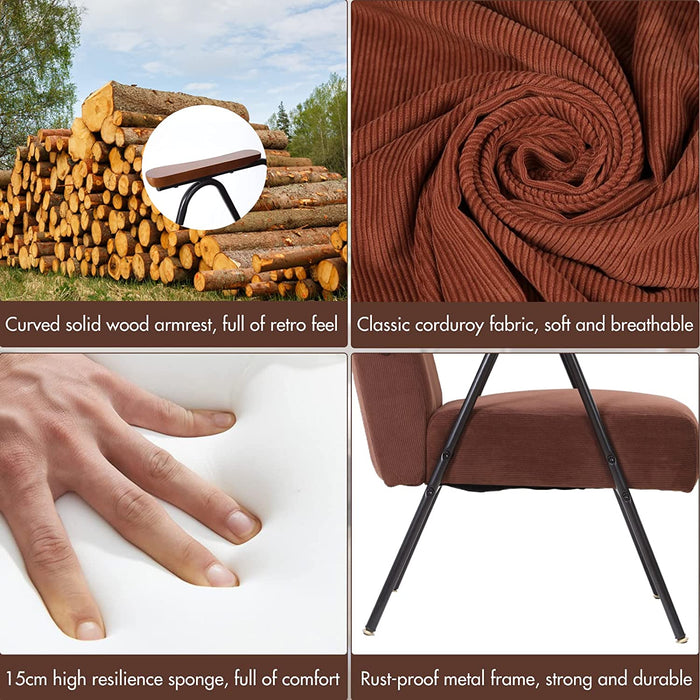 Polstersessel Schlafzimmermöbel Relaxsessel Liegen Sessel Wohnzimmer Eleganter Empfangsstuhl Mit Rostfreiem Metallgestell, Braun